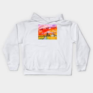 Sunset Over The Village Kids Hoodie